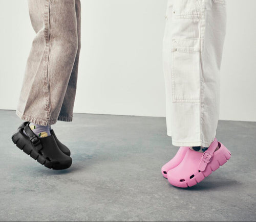 Kids' Birkenstock Birki Flow EVA in Black and Pink