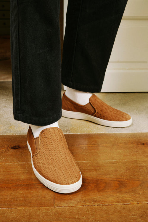 Men's ECCO Soft 7 Woven Slip-On in Camel