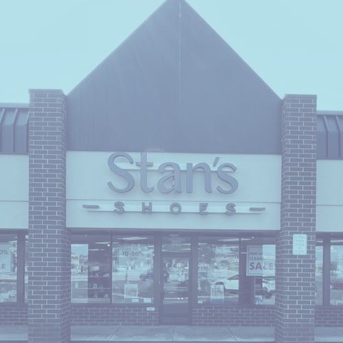 Image of Stan's Shoes Greenfield with a light blue overlay