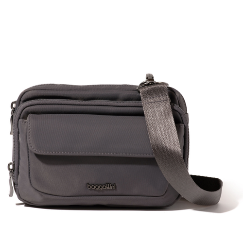 Baggallini Modern Double Zip Crossbody – Smoke Twill