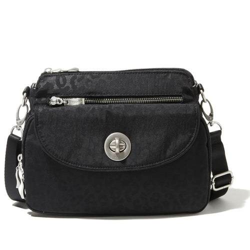 Baggallini Calais Crossbody - Black Cheetah Embossed