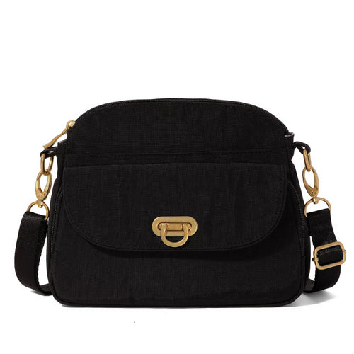 Baggallini Coastal Flip Lock Crossbody - Black With Gold Hardware