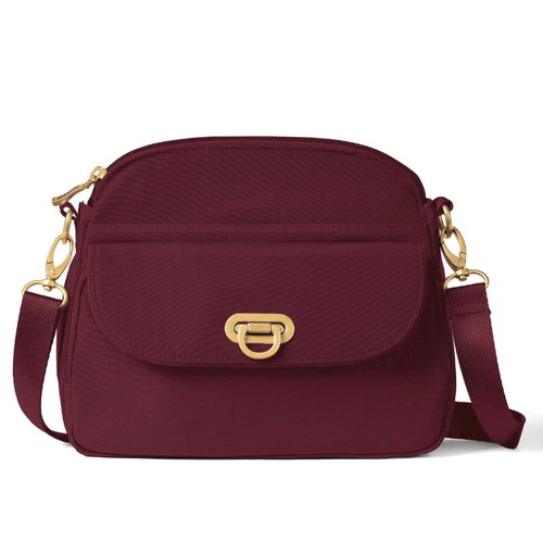 Baggallini Coastal Flip Lock Crossbody - Jam with Gold Hardware