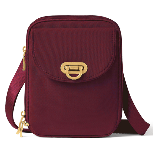Baggallini Coastal Flip Lock Venture Crossbody - Jam with Gold Hardware