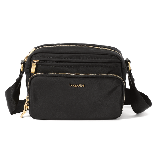 Baggallini Mott Crossbody - Black Twill with Gold Hardware