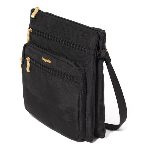 Baggallini Out and About Crossbody - Black with Gold Hardware