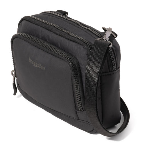 Baggallini Trifecta Wallet Crossbody - Black Puff