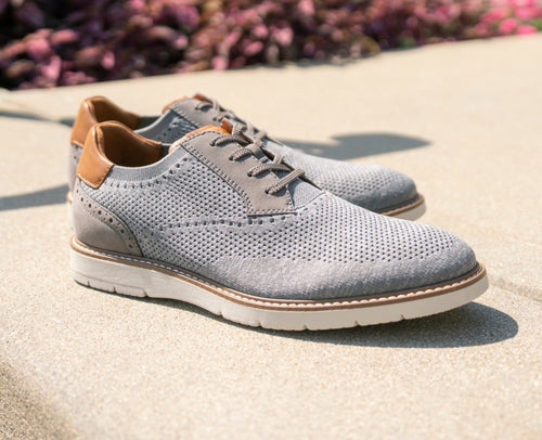 Men's Florsheim Vibe Knit Plain Toe Oxford in Grey