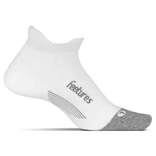 Feetures Elite Max Cushion No Show Tab Socks – White