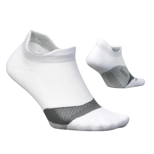 Feetures Elite Light Cushion No Show Tab Socks - White
