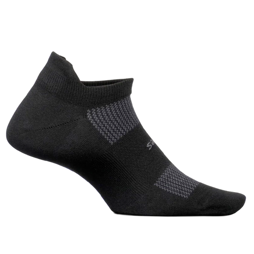 Feetures High Performance Max Cushion No Show Tab Socks - Black