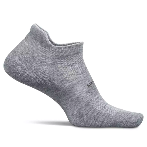 Feetures High Performance Max Cushion No Show Tab Socks - Light Gray
