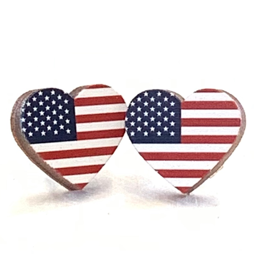 Green Tree Jewelry Flag Heart Stud Earrings