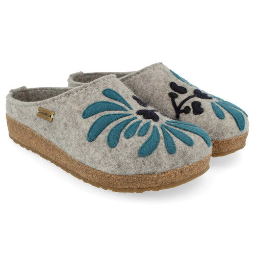 Women's Haflinger Blooming Whimsical Clog - Silver Grey