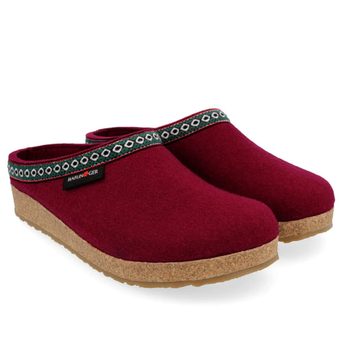 Women's Haflinger Grizzly Zigzag Clog - Bordo