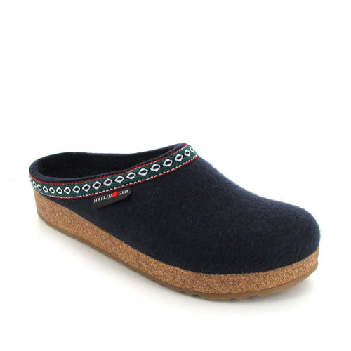 Haflinger Grizzly Zigzag Clog - Navy