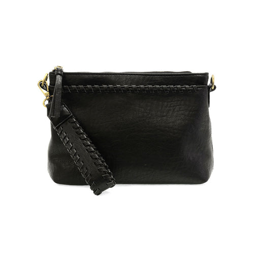 Joy Susan Oakley Whipstitch Topzip Wristlet and Crossbody - Black