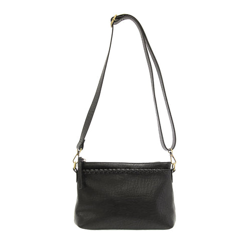 Joy Susan Oakley Whipstitch Topzip Wristlet and Crossbody - Black