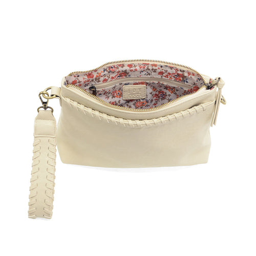 Joy Susan Oakley Whipstitch Topzip Wristlet and Crossbody - Cream