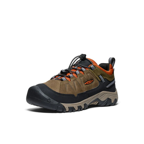Kids’ KEEN Targhee IV Low Waterproof - Big Kid – Dark Olive/Gold Flame