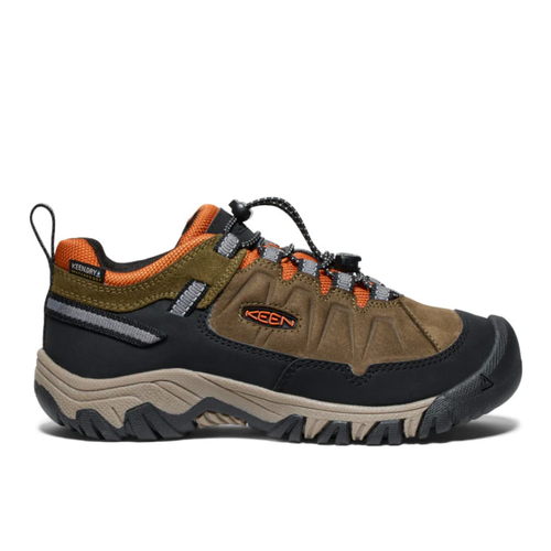 Kids’ KEEN Targhee IV Low Waterproof - Big Kid – Dark Olive/Gold Flame