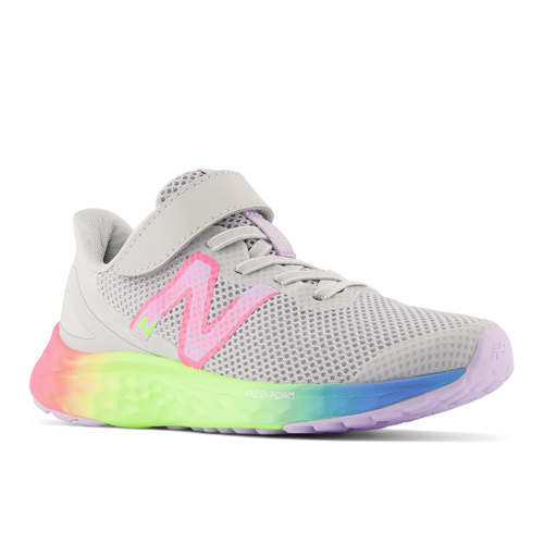 Kids' New Balance Fresh Foam Arishi v4 Bungee Lace with Top Strap - Toddler/Little Kid - Light Aluminum/Cyber Lilac/Neon Pink