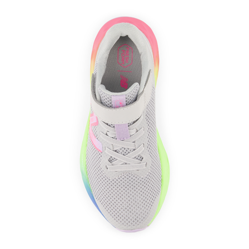 Kids' New Balance Fresh Foam Arishi v4 Bungee Lace with Top Strap - Toddler/Little Kid - Light Aluminum/Cyber Lilac/Neon Pink