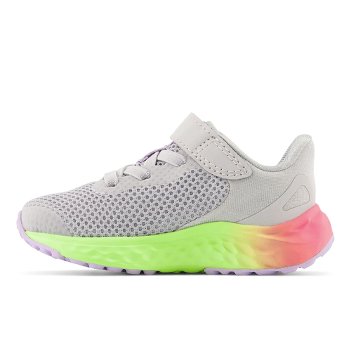 Kids’ New Balance Fresh Foam Arishi v4 Bungee Lace with Top Strap - Baby/Toddler – Light Aluminum/Cyber Lilac/Neon Pink