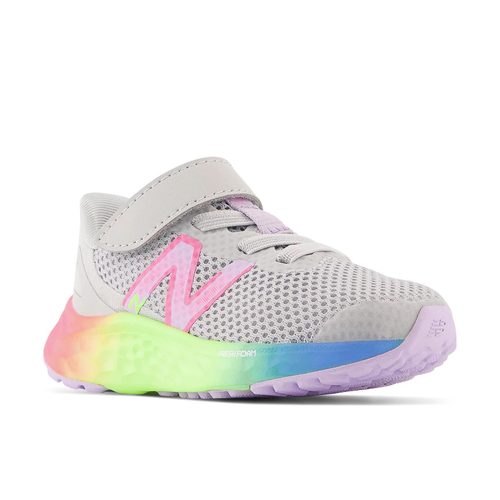 Kids’ New Balance Fresh Foam Arishi v4 Bungee Lace with Top Strap - Baby/Toddler – Light Aluminum/Cyber Lilac/Neon Pink