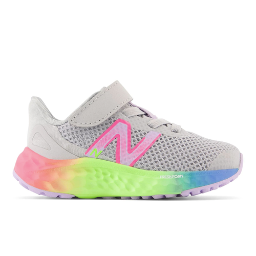 Kids’ New Balance Fresh Foam Arishi v4 Bungee Lace with Top Strap - Baby/Toddler – Light Aluminum/Cyber Lilac/Neon Pink