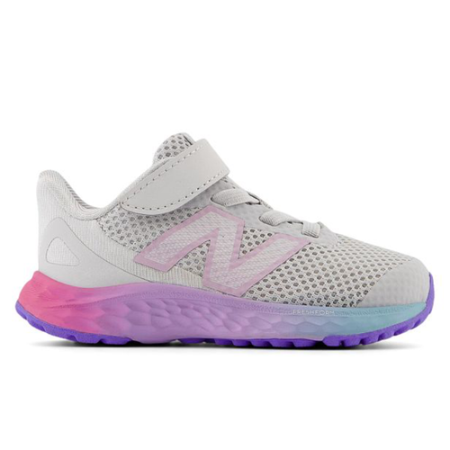 Kids’ New Balance Fresh Foam Arishi v4 Bungee Lace with Top Strap - Baby/Toddler – Grey Matter/Mid Century Pink/Lilac Glo