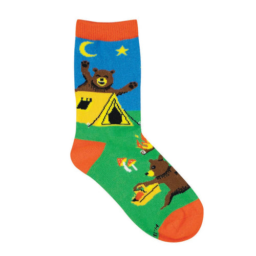 Kids' Socksmith Beary Tents Cotton Crew Socks - 4-7 Years - Green