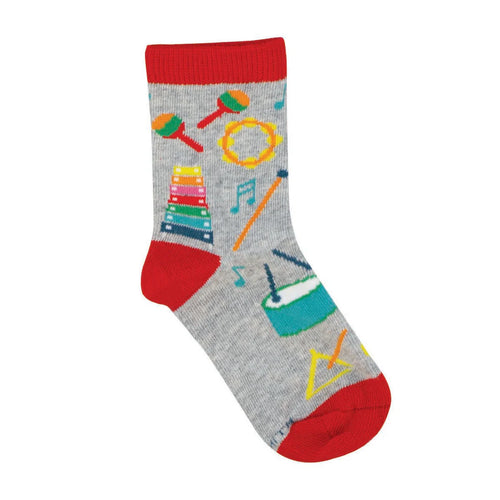 Kids' Socksmith Music Class Cotton Crew Socks - 2-4 Years - Light Gray Heather