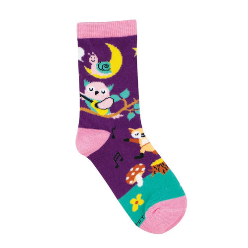 Kids' Socksmith Musical Forest Cotton Crew Socks - 4-7 Years - Purple