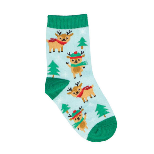Kids' Socksmith Reindeer Games Cotton Crew Socks - 4-7 Years - Blue