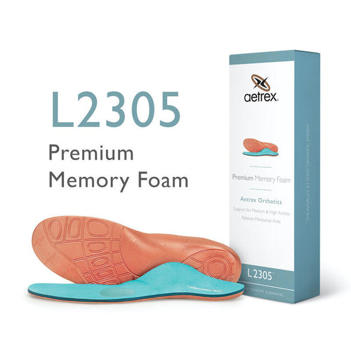 Men's Aetrex L2305 Premium Memory Foam Med/High Arch Orthotic with Metatarsal