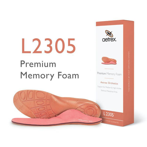 Women's Aetrex L2305 Premium Memory Foam Med/High Arch Orthotic with Metatarsal Pad
