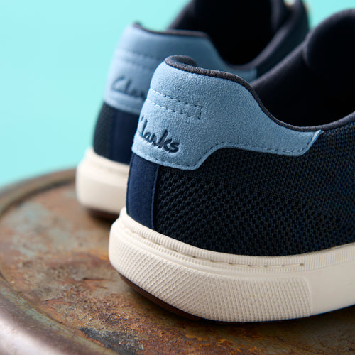 Men's Clarks Mapstone Lace in Navy Knit