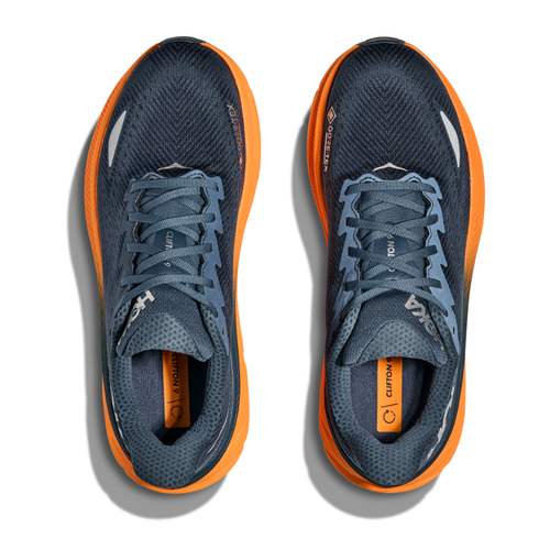 Men's HOKA Clifton 9 GTX - Stormy Skies/Orange Zest (SGZ)