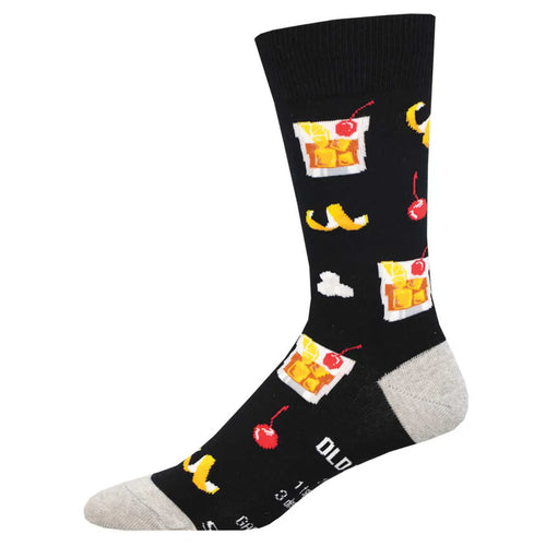 Men's Socksmith Call Me Old Fashioned Cotton Crew Socks - Black