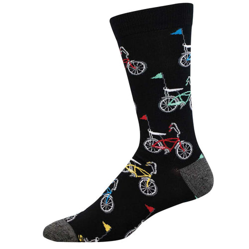 Men's Socksmith Retro Bikes Bamboo Socks - Black