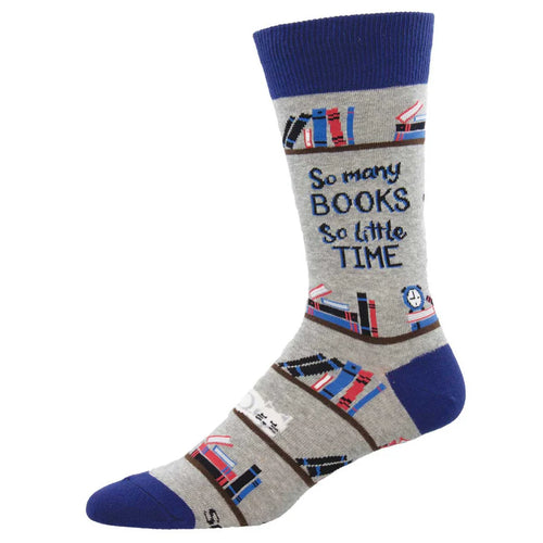 Men's Socksmith Time For A Good Book Cotton Crew Socks- Gray Heather