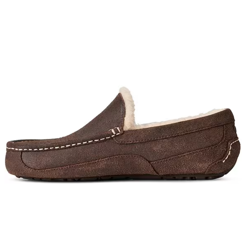 Men's UGG Ascot Leather Distressed Slipper - Dusted Cocoa