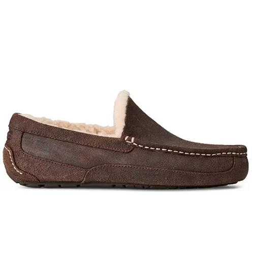 Men's UGG Ascot Leather Distressed Slipper - Dusted Cocoa