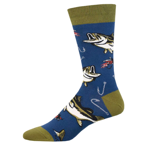 Men's Socksmith All About The Bass Cotton Crew Socks - Navy