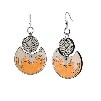 Green Tree Jewelry - Cat and Yarn Earrings