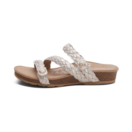 Women's Aetrex Josie Braided Slide - Champagne