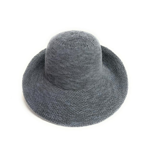 Shihreen Cotton Blend Turn Brim Hat - Slate Blue
