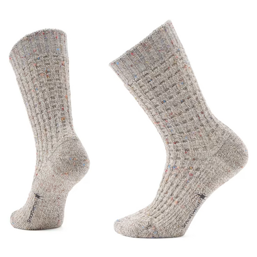 Smartwool Everyday Cozy Waffle Press Crew Socks – Taupe/Natural Marl