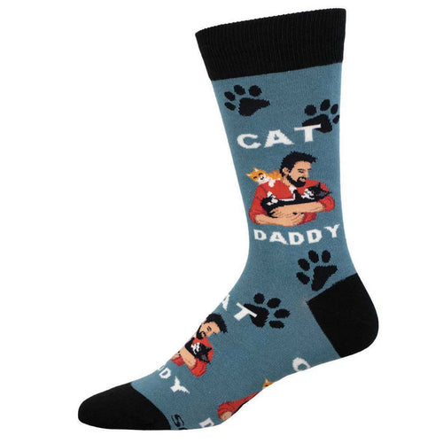 Men's Socksmith Cat Daddy Cotton Crew Socks – Blue
